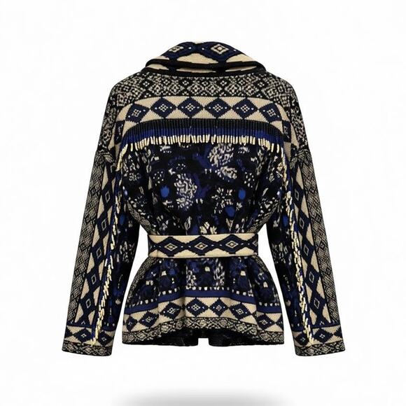 FARM RIO Macaw Forest Tie-belt Beaded Cardigan Size Small - Picture 7 of 16